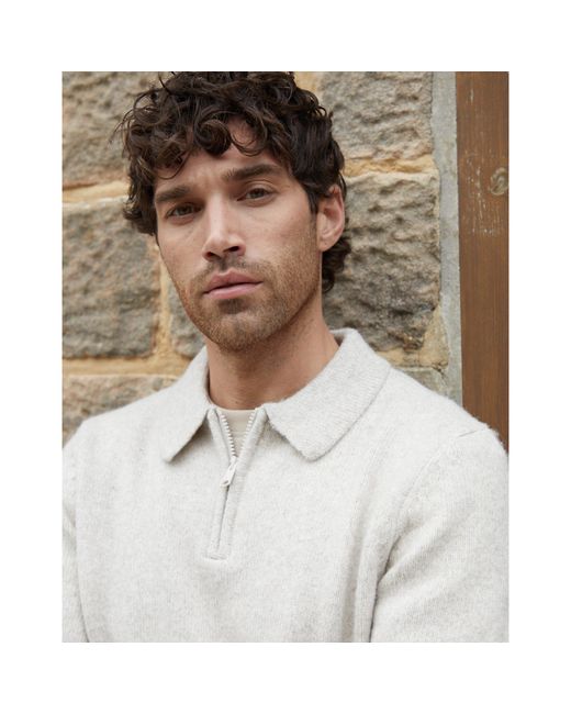 Threadbare Multicolor Windermere Long Sleeve Zip Knitted Polo Shirt for men