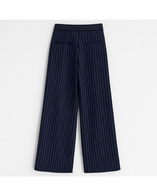 I Saw It First Blue Pinstripe Wide Leg Trouser