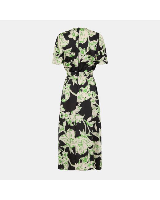 AX Paris Green Floral Printed Short Sleeve Belted Wrap Midi Dress