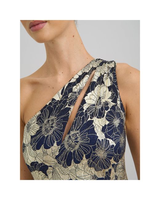 Gina Bacconi Metallic Sabina One Shoulder Floral Maxi Dress