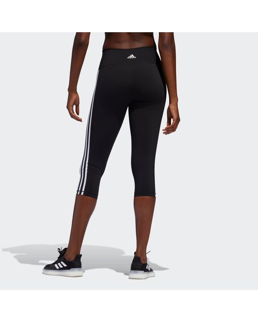 Adidas Black Believe This 2.0 3-Stripes 3/4 Leggings