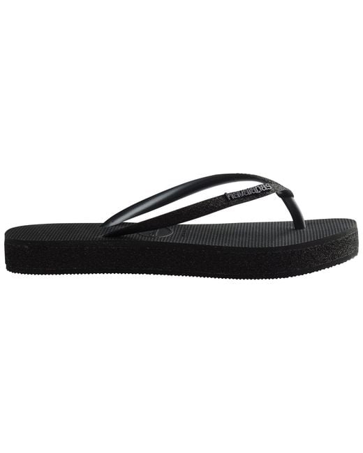 Havaianas Black Slim Flatform Sparkle Flip Flops