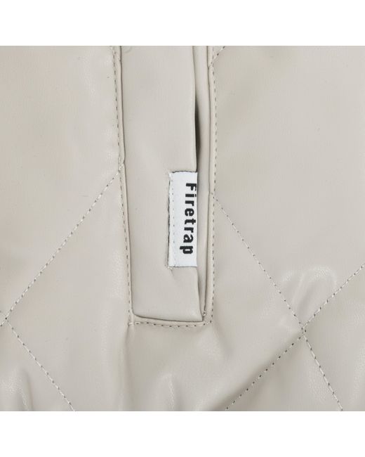 Firetrap White Faux Leather Button Long Sleeve Quilted Jacket for men