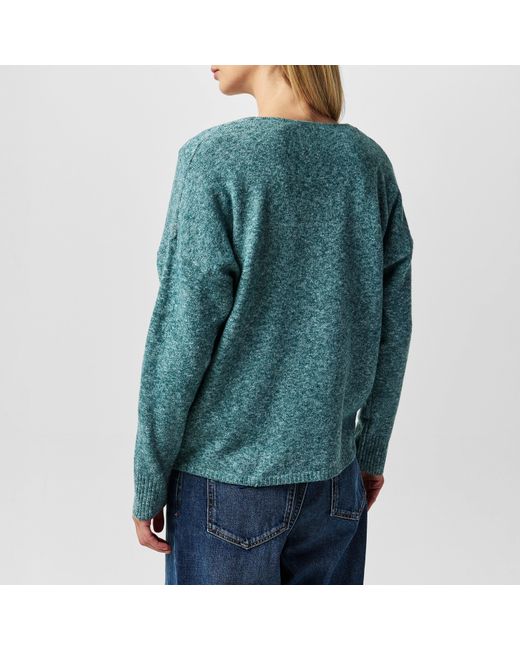 ONLY Green Rica Long-Sleeve V-Neck Knitted Top
