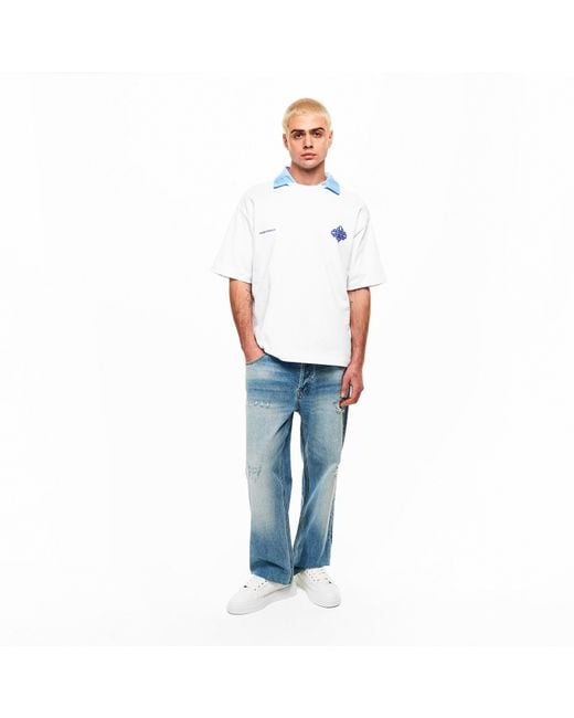The Couture Club White Blurred Oversized Fit Oversized T-Shirt for men