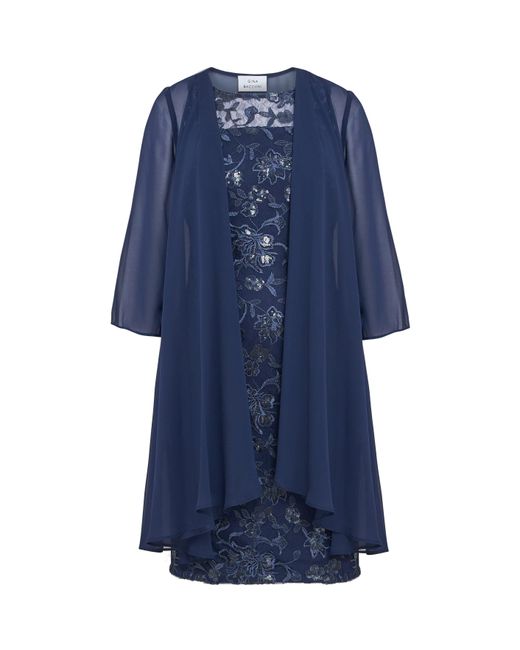 Gina Bacconi Blue Hayley Embroidered Dress