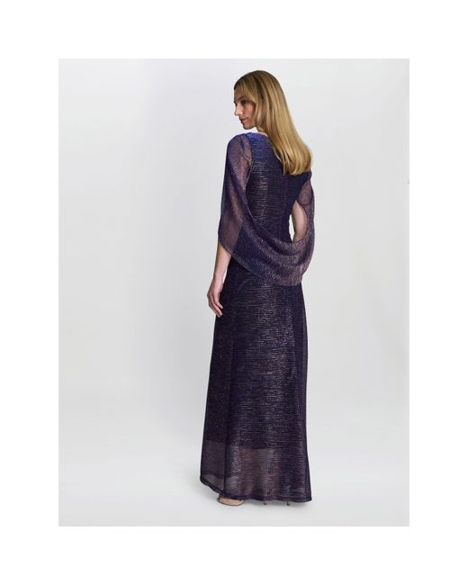 Gina Bacconi Blue Joanna Metallic Knit Maxi Dress