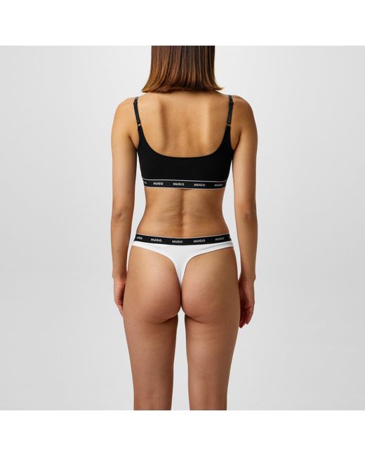 HUGO Black Stretch Cotton Thong
