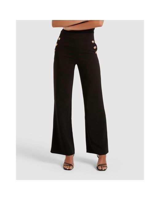Forever New Black Megan Button Wide Leg Pant