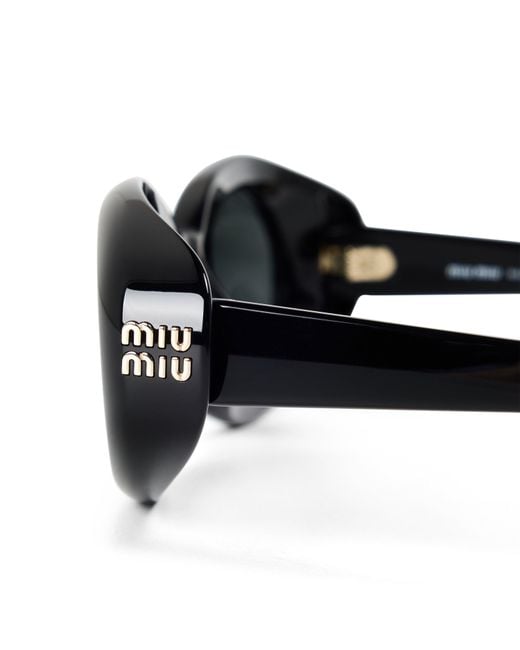 Miu Miu Black Sun 0Mu B09S Ld63 Oval Sunglasses