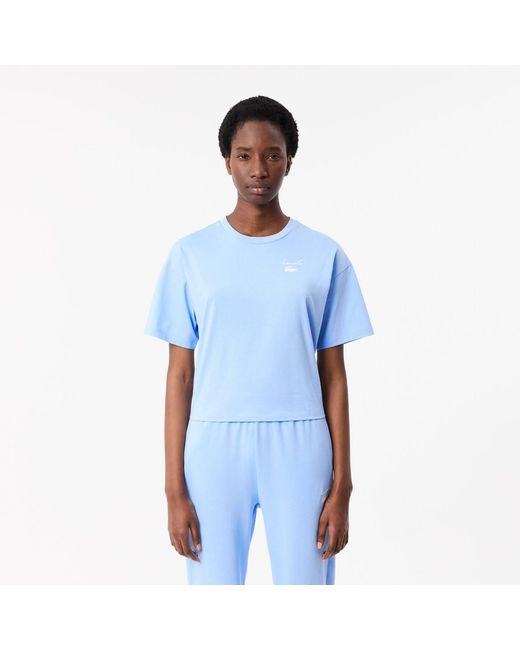 Lacoste Blue Cotton Logo T-Shirt