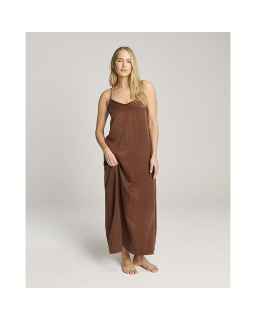 Nudea Brown Eco-Luxe Maxi Slip Dress