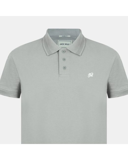 Jack Wills Gray Fine Pique Cotton Short Sleeve Polo Shirt for men
