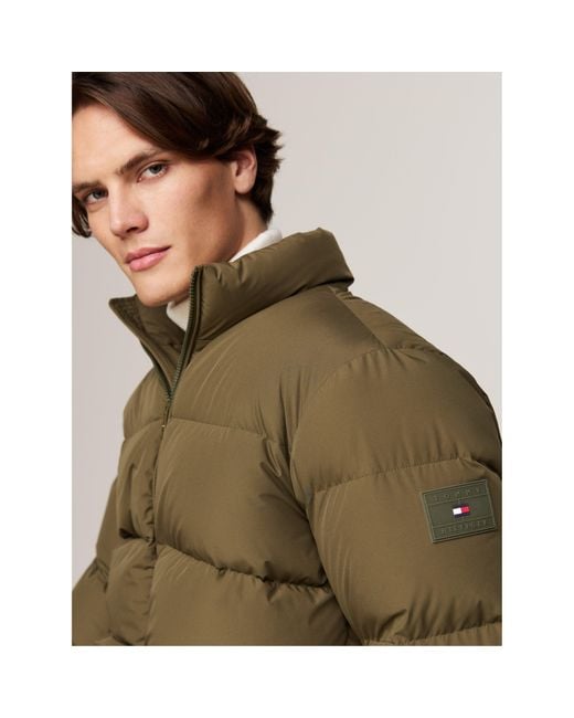 Tommy Hilfiger Green Recycled Polyester Short Puffer Jacket for men