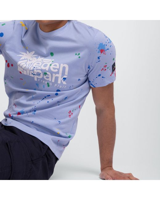 Eden Park Blue Shortsleeved Tshirt Paint Splash for men
