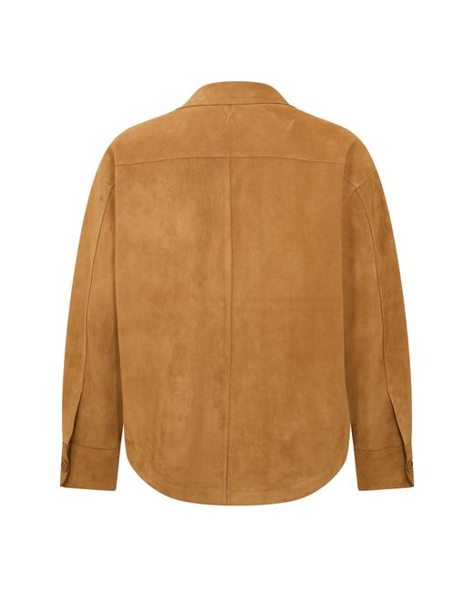 AMI Brown Suede Overshirt for men