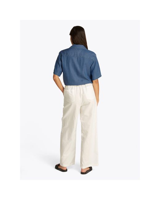 Tommy Hilfiger Blue Chambray Tie Short-Sleeve Plain Shirt