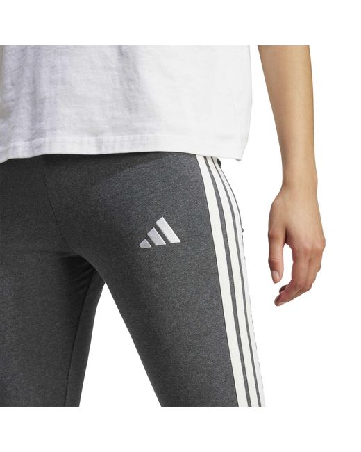 Adidas Gray Essentials 3 Stripe Leggings