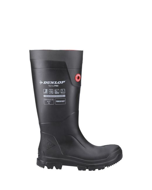 Dunlop Black Terrapro Full Safety Wellington for men