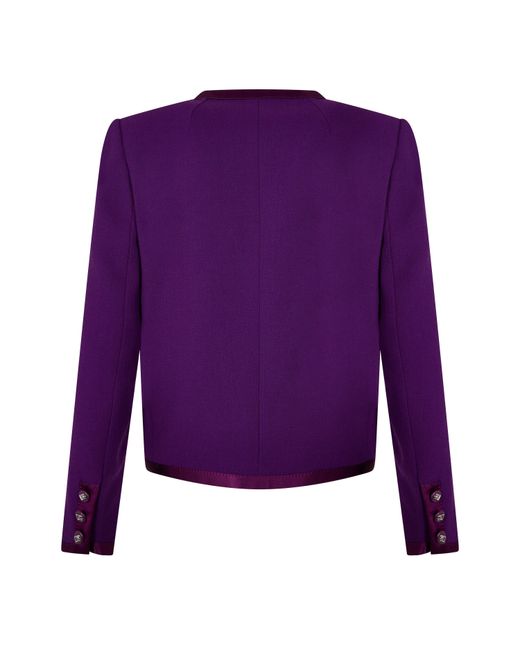 Dolce & Gabbana Purple Wool Long Sleeve Overcoat