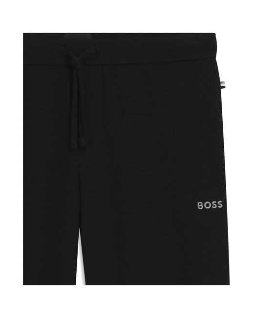 Boss Black Waffle Open Hem Fleece Joggers for men