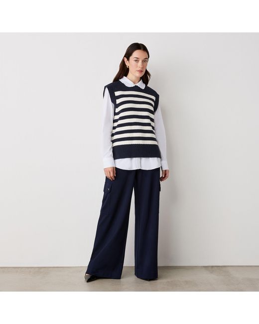 Finery London Blue Lexi Knitted Sweater Vest