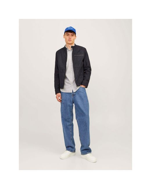 Jack & Jones Blue Dylan Biker Jacket for men
