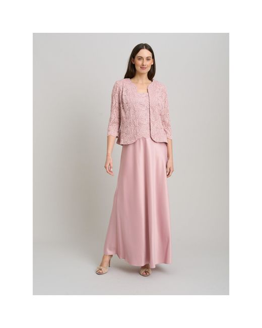 Gina Bacconi Pink Marilou Lace & Satin Dress & Jacket