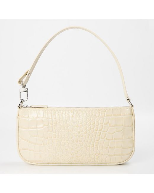 By Far Natural Embossed Leather Shoulder Bag