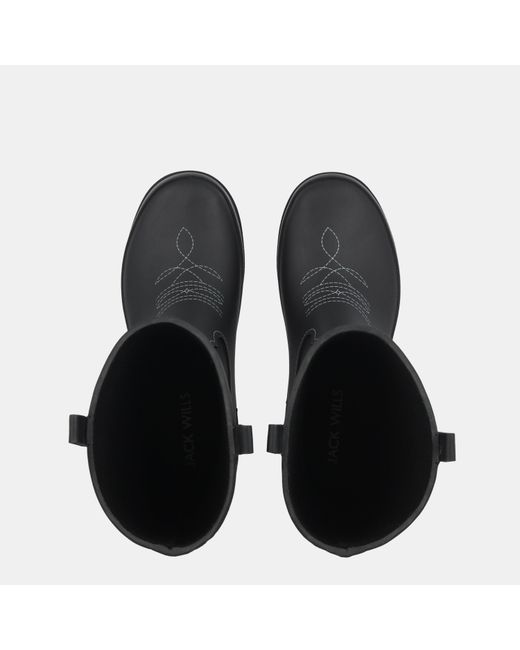 Jack Wills Black Cowboy Waterproof Wellingtons