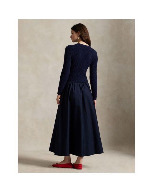 Polo Ralph Lauren Cable A-Line Dress in Blue | Lyst UK