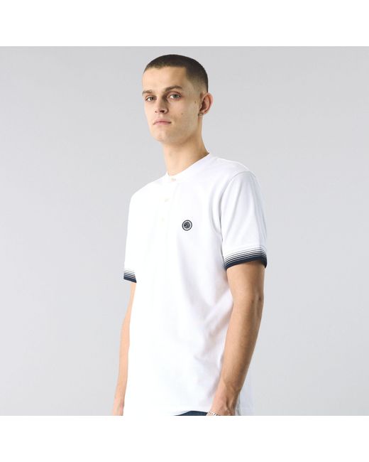 Pretty Green White Gradient Grandad Regular Fit T-Shirt for men