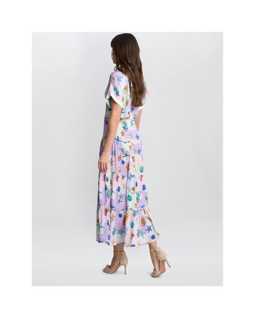 Gina Bacconi Blue Liv Seashell Print Shirt Dress