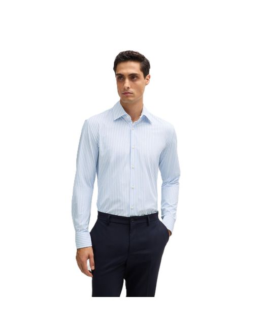 Boss Blue P Hank Kent Long Sleeve Oxford Shirt for men