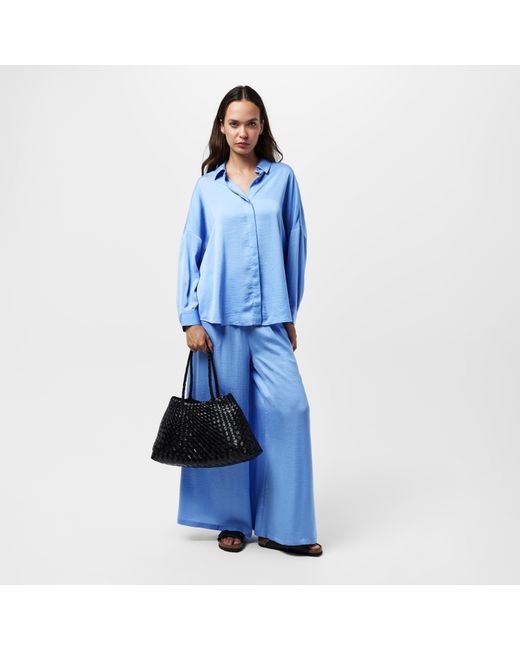 French Connection Blue Damasco Long Sleeve Blouse