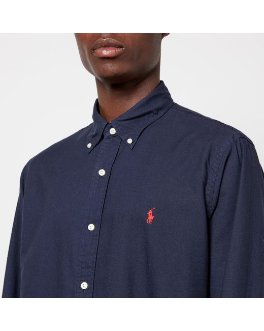 Ralph Lauren Blue Long Sleeve Oxford Shirt for men