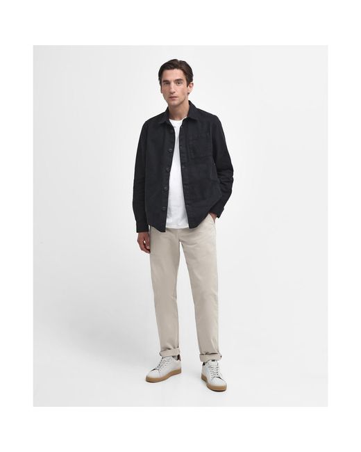 Barbour Blue Washed Cotton Long Sleeve Overshirt for men