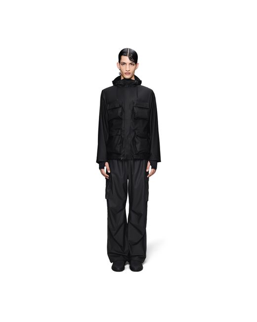 Rains Black Pocket Waterproof Jacket