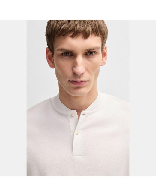 Boss Gray H-Pratt 120 Collarless Polo Shirt for men
