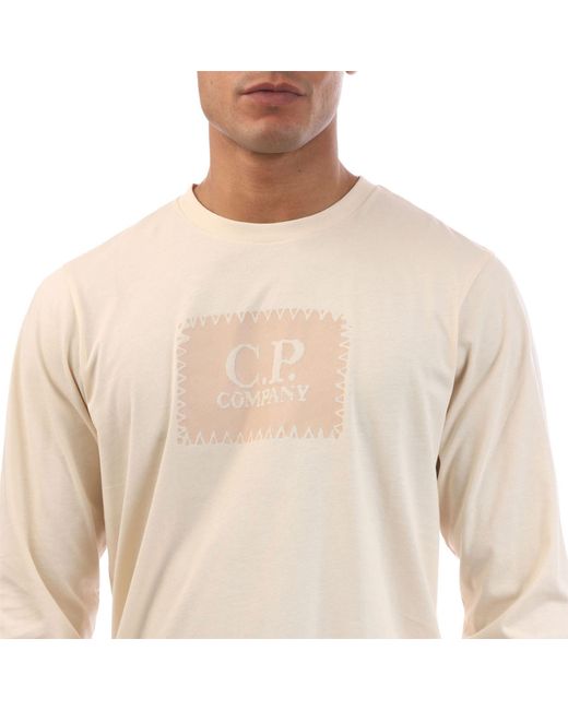 C P Company Natural 30/1 Jersey Logo T-Shirt for men