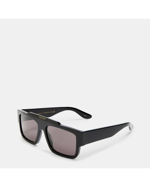 Gucci Gray Logo Print Rectangle-Frame Sunglasses for men
