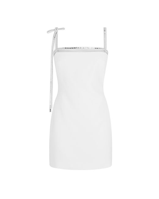 David Koma White Crystal Bow Mini Dress