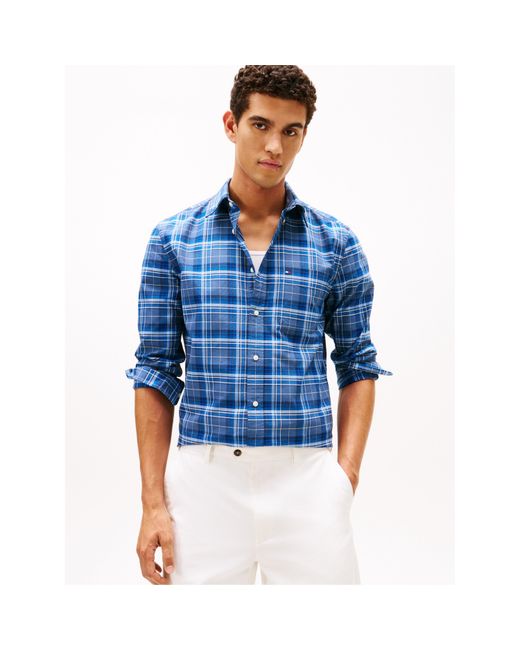 Tommy Hilfiger Blue Check Oxford Long Sleeve Patterned Shirt for men
