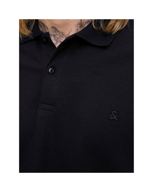 Jack & Jones Black Austin Longsleeved Polo for men