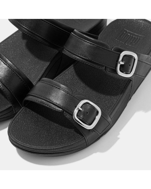 Fitflop Black Lulu Adjustable Leather Slides
