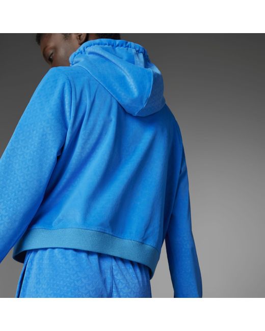Adidas Originals Blue Adidas Adicolour 70S Velour Zip Hoodie