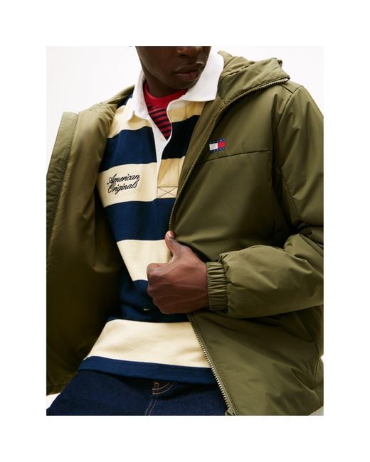 Tommy Hilfiger Green Padded Hood Windbreaker for men