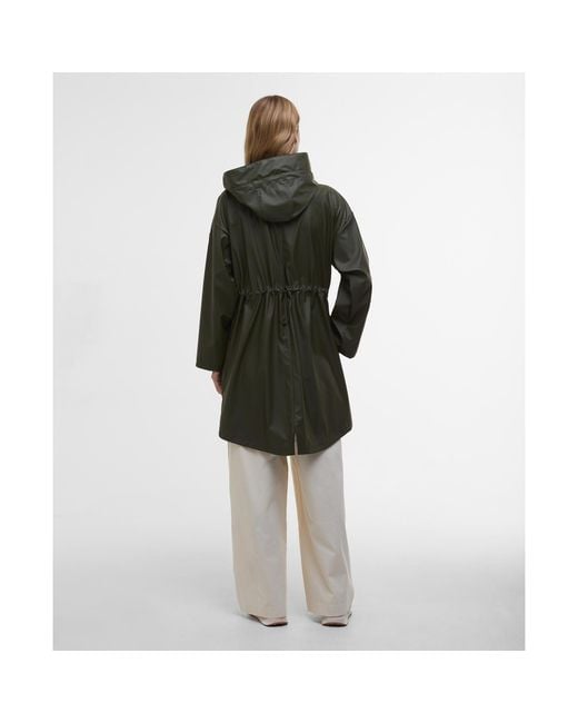 Barbour Green Atlas Hooded Long Sleeve Knee Length Rain Anorak