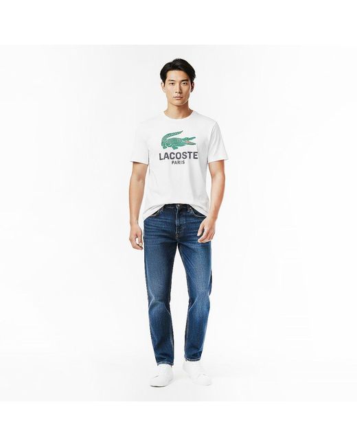 Lacoste White Large Croc Regular Fit T-Shirt for men