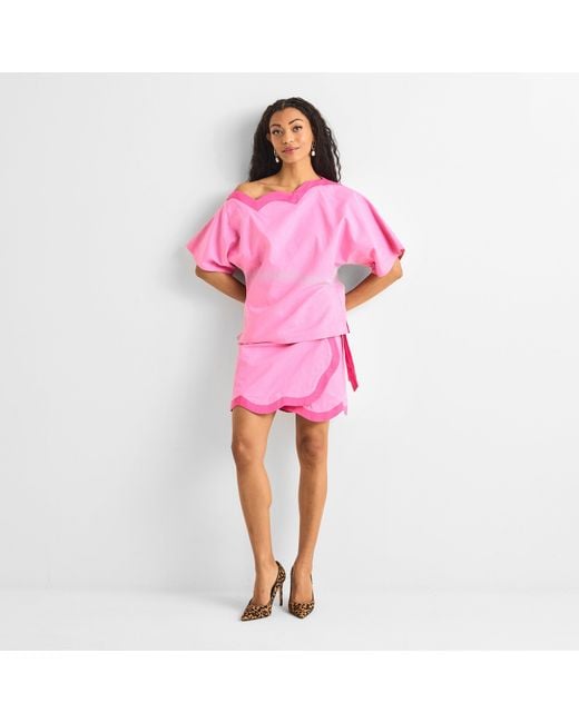 Never Fully Dressed Pink Scallop Tilly Top